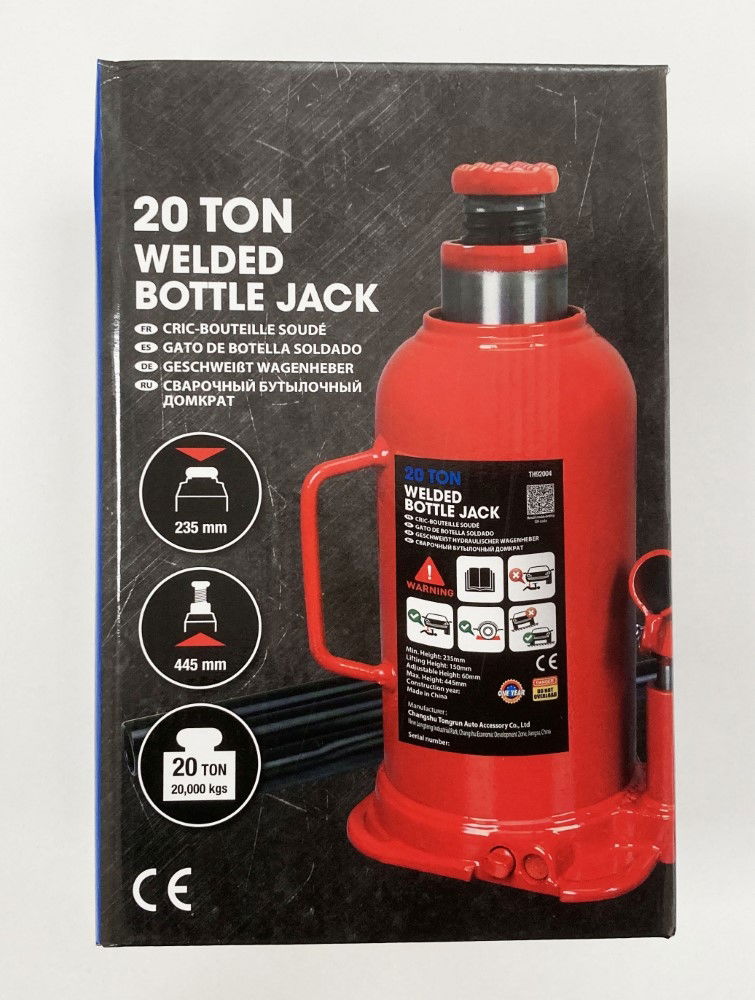 BOTTLE JACK 20 TON min height 242mm max height 452mm - TOOLZONE KDPAU151