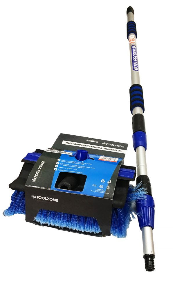 TRIPLE EXTENDING WASH BRUSH 3m WITH SQUEEGEE - TOOLZONE KDPAU268