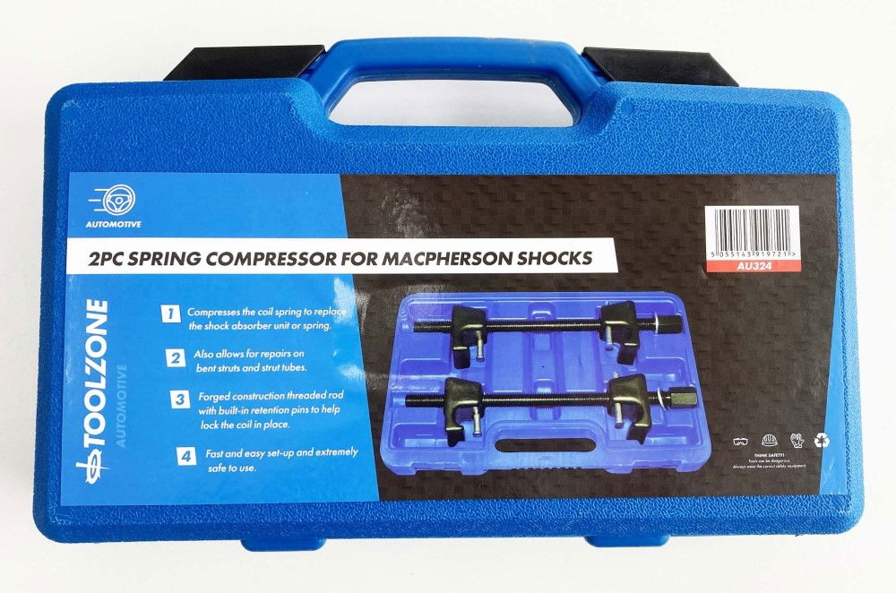 SPRING COMPRESSOR 2pc WITH LOCKING PINS - TOOLZONE KDPAU324