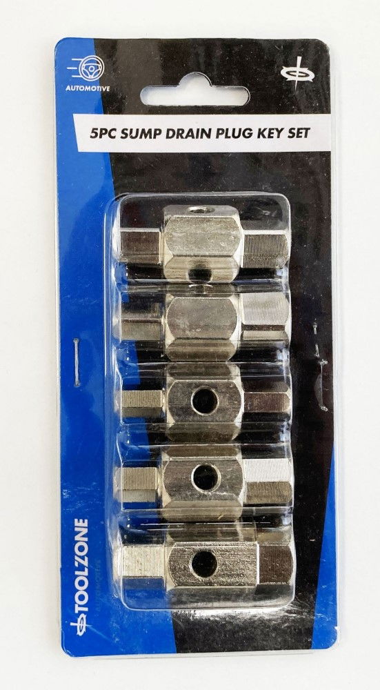 DRAIN PLUG KEYS 5pc DOUBLE ENDED 10 SIZES - TOOLZONE KDPAU333