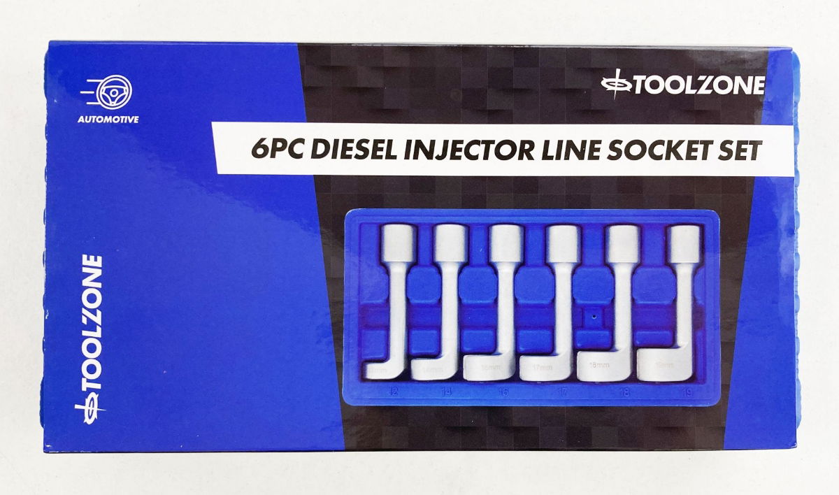 DIESEL INJECTOR LINE SOCKET SET 6pc 1/2 DRIVE 12-19mm - TOOLZONE KDPAU338