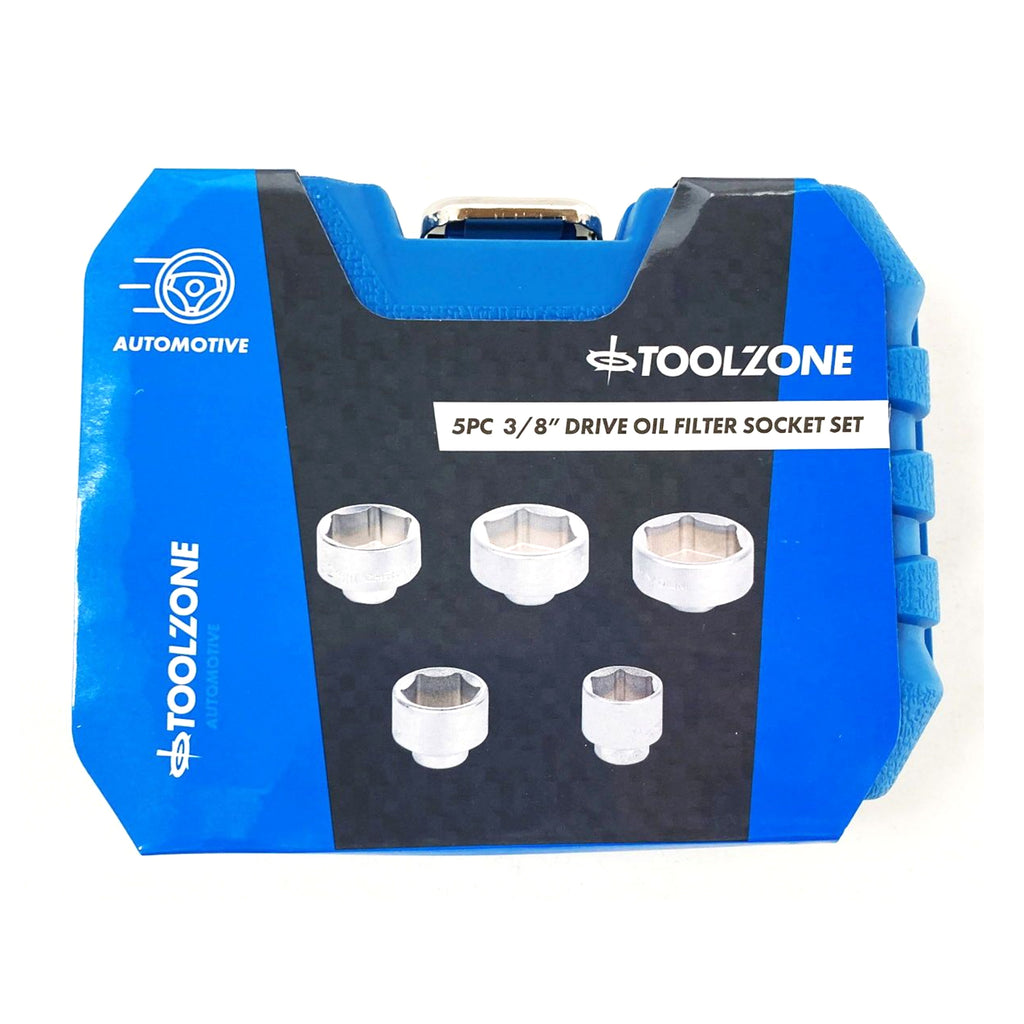 OIL FILTER SOCKET WRENCH SET 5pc 3/8 24mm 27mm 32mm 36mm 38mm - TOOLZONE KDPAU367