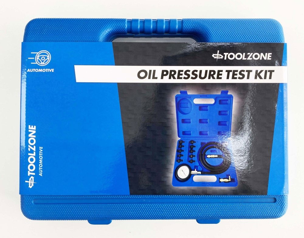 OIL PRESSURE TEST KIT 0-10 bar 1-140 psi 10 ADAPTORS 1.2m HOSE - TOOLZONE KDPAU376