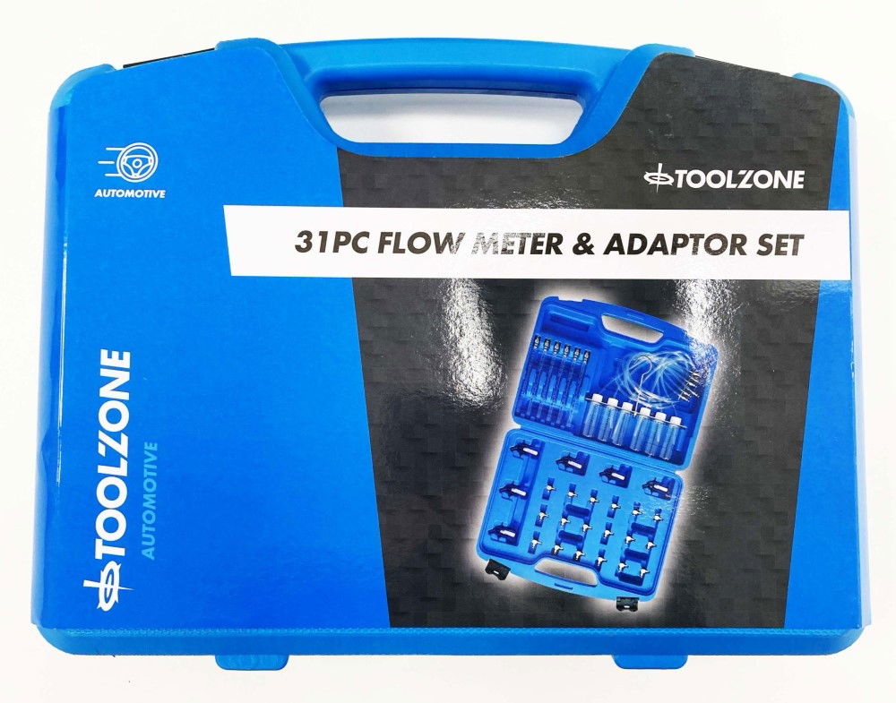FLOW METER AND ADAPTOR SET 31pc FOR COMMON RAIL DIESEL ENGINES - TOOLZONE KDPAU379