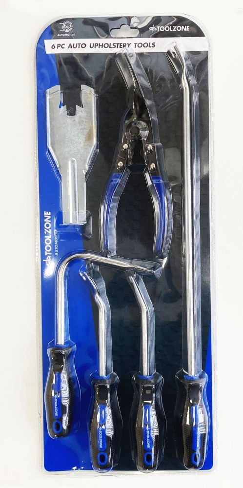 AUTO UPHOLSTERY TOOL SET 6pc WITH REMOVERS AND TRIM CLIP PLIER - TOOLZONE KDPAU380