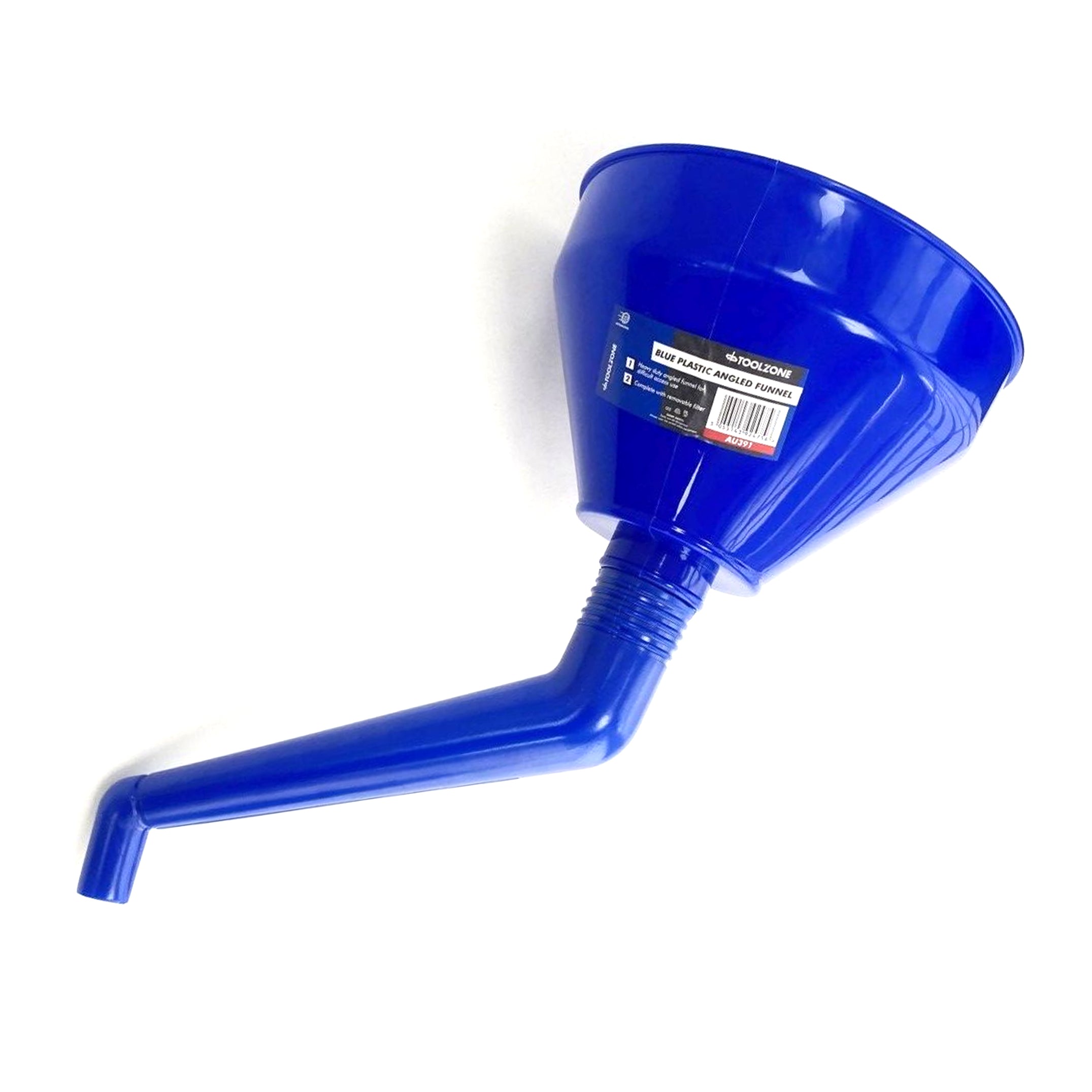 PLASTIC ANGLED FUNNEL BLUE 160mm WITH REMOVABLE FILTER - TOOLZONE KDPAU391