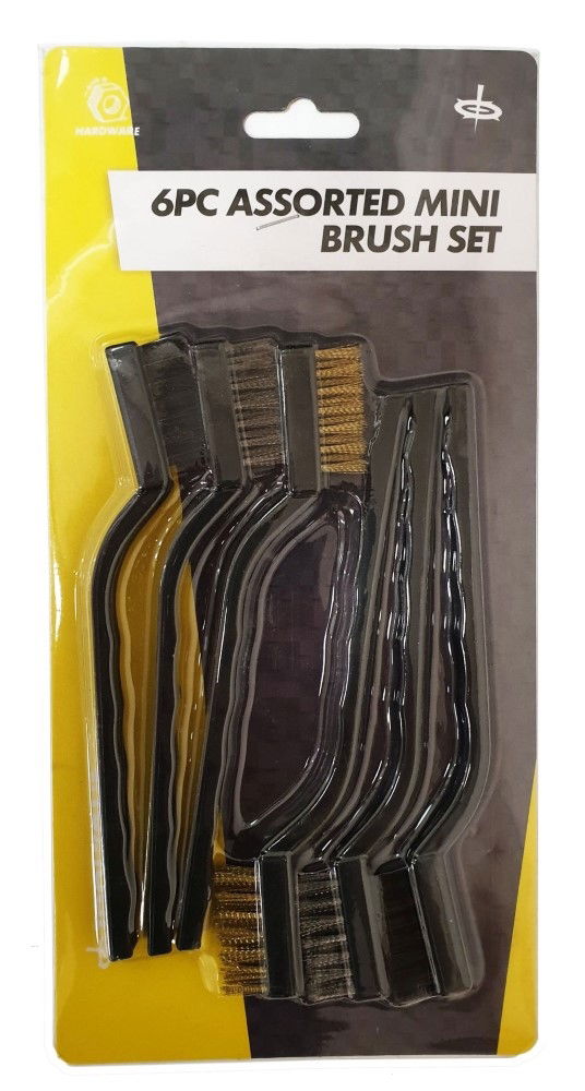 MINI BRUSH SET 6PC ASSORTED 175mm - TOOLZONE KDPBR009