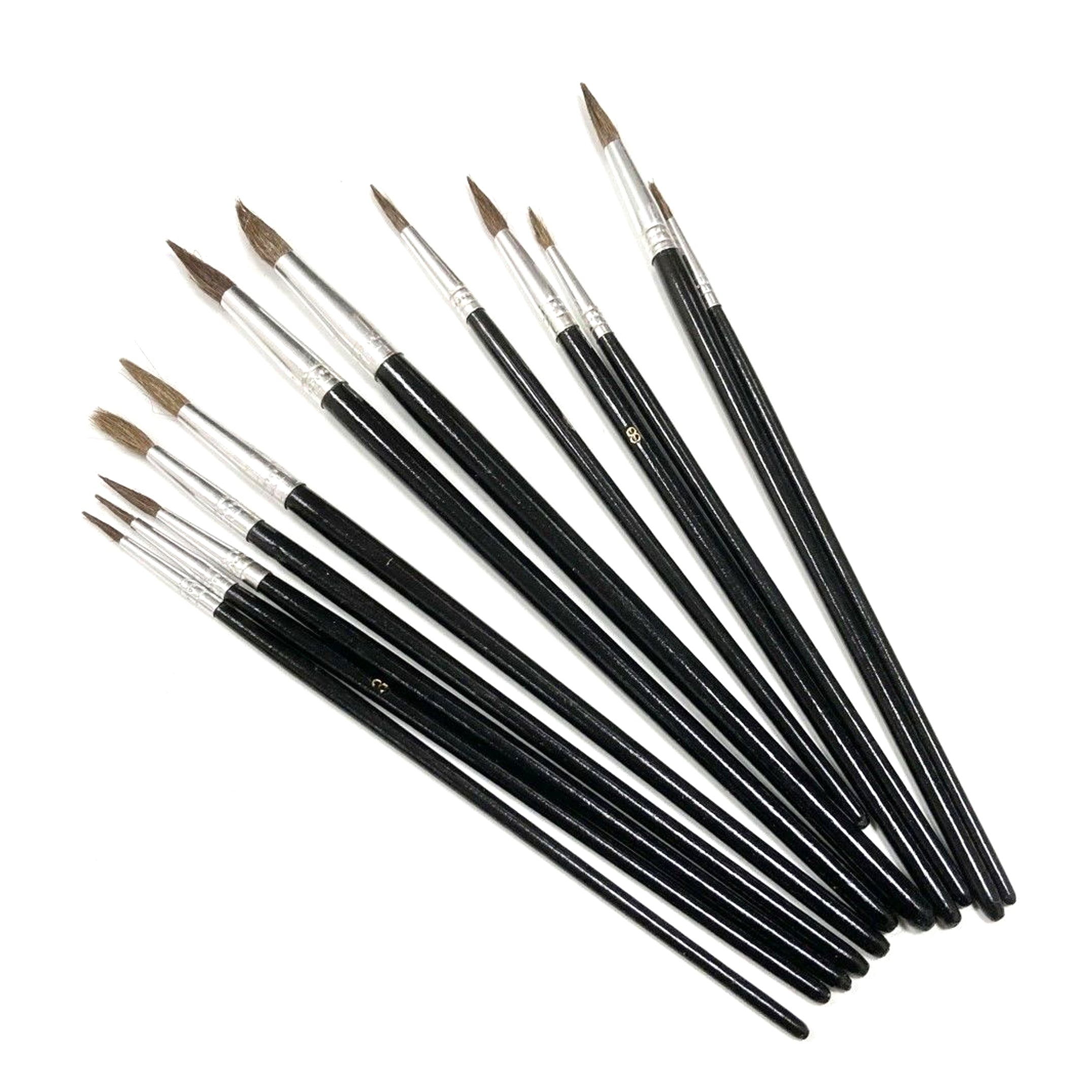 ARTIST BRUSHES 12PC POINTED SIZES 1-12 WOOD HANDLE - TOOLZONE KDPBR012