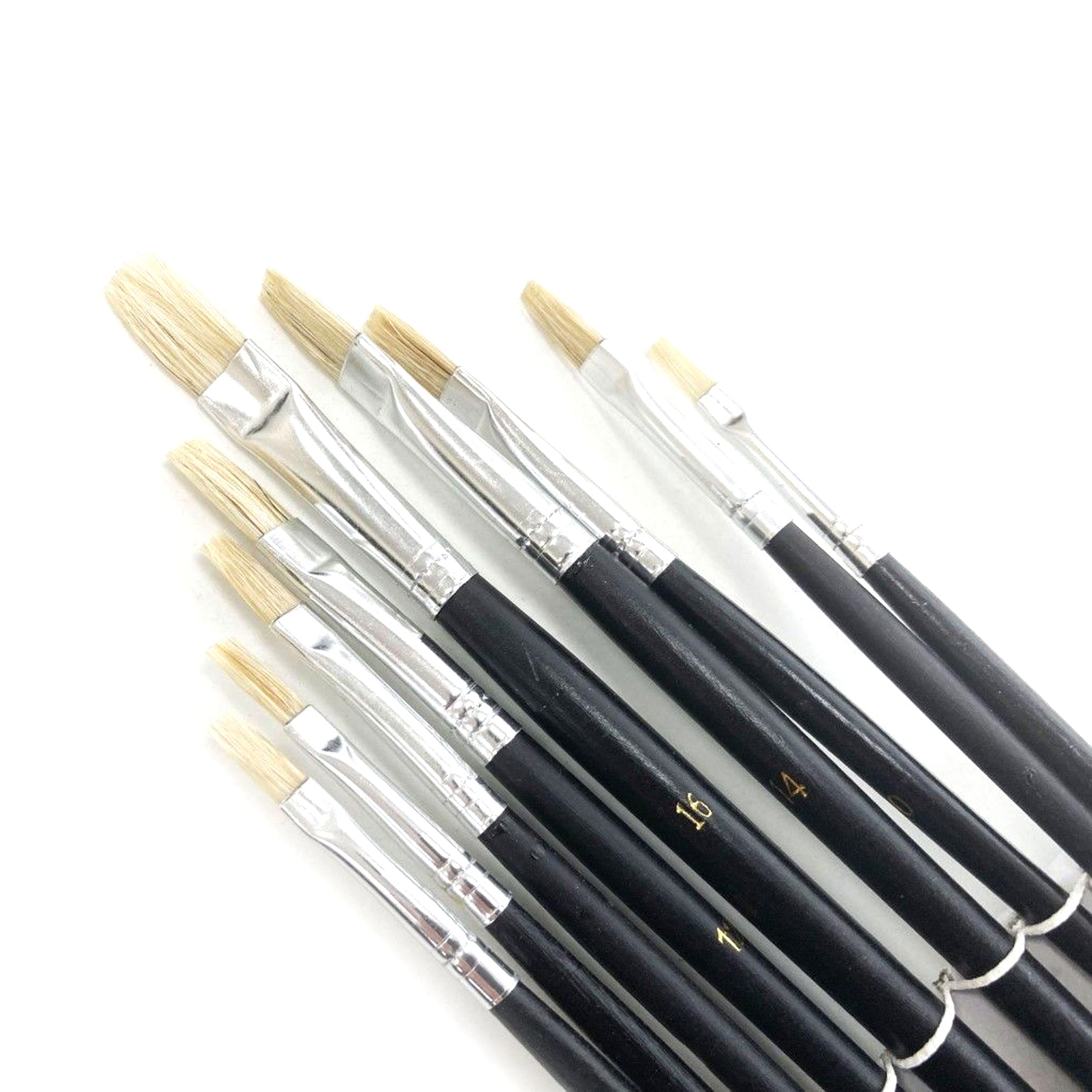 ARTIST BRUSHES 9PC FLAT SIZES 0-16 WOOD HANDLE - TOOLZONE KDPBR013