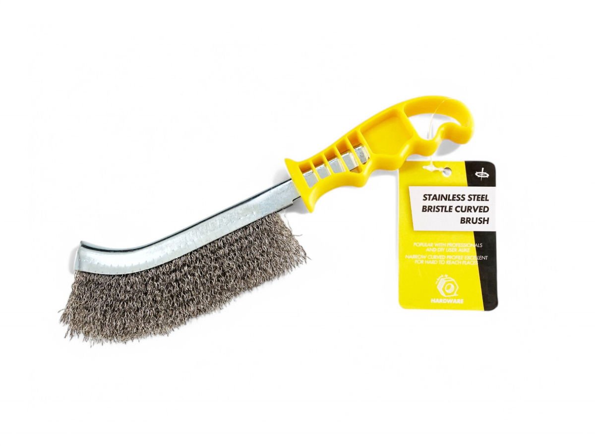 CURVED BRUSH STAINLESS STEEL BRISTLE PLASTIC HANDLE - TOOLZONE KDPBR059