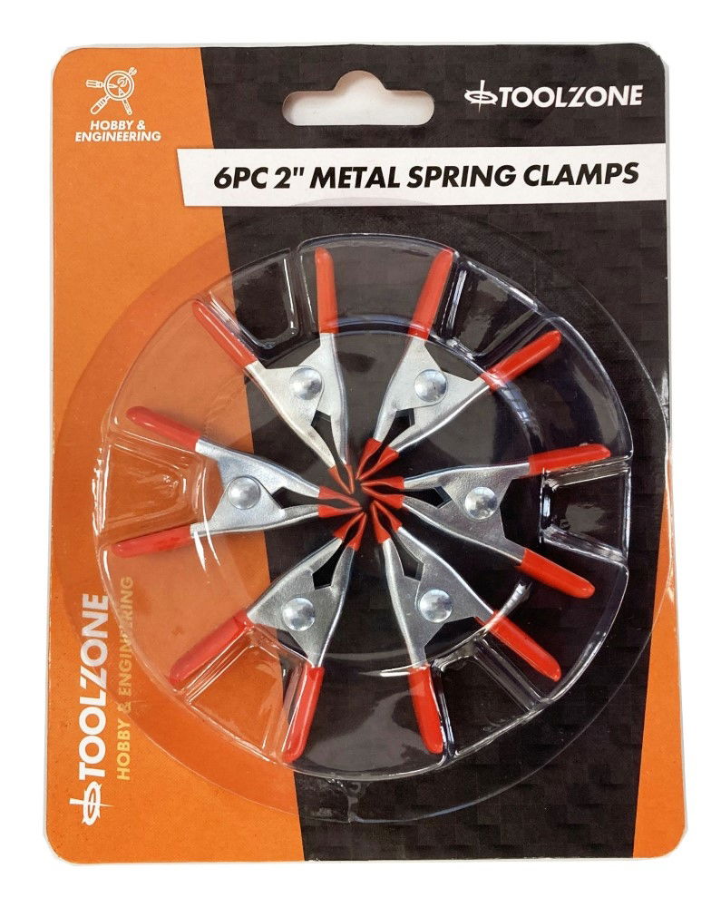 SPRING CLAMP SET 6PC 2 METAL PVC COATED - TOOLZONE KDPCL007