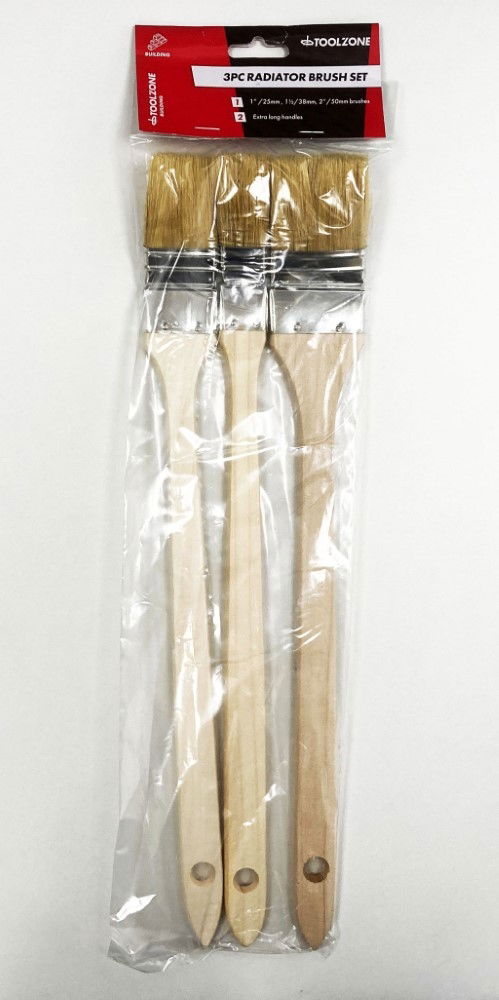 RADIATOR BRUSH SET 3PC ANGLED HEAD 1, 1-1/2, 2 - TOOLZONE KDPDC037