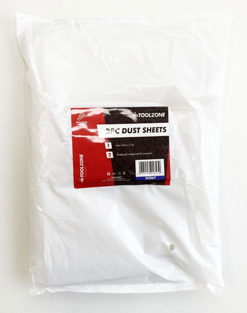 DUST SHEET POLY 2PC 3.6 x 2.7m - TOOLZONE KDPDC067