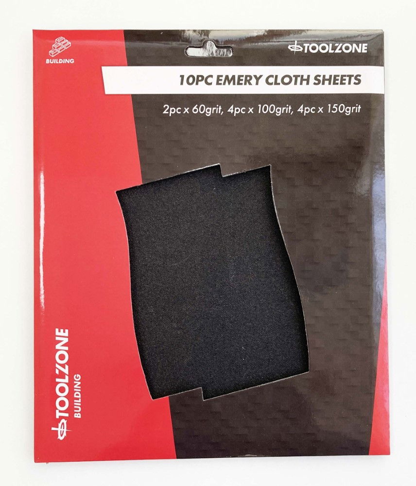EMERY CLOTH SHEETS 10PC 230 x 280mm ASSORTED GRITS - TOOLZONE KDPDC127