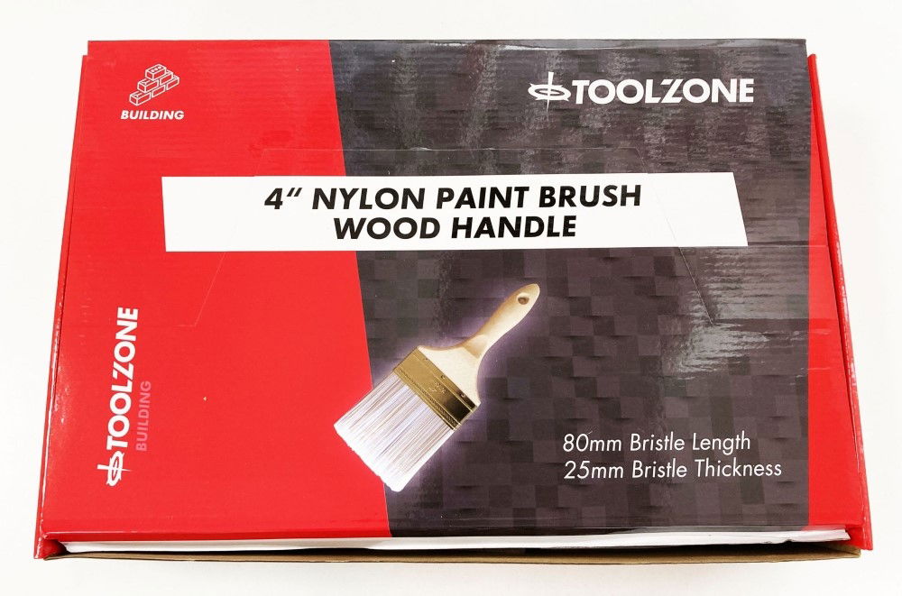 PAINT BRUSH 4 NYLON BRISTLE WOODEN HANDLE 24PC - TOOLZONE KDPDC149