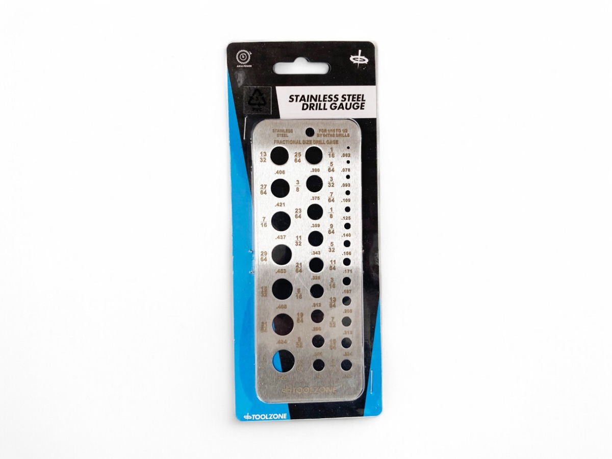 DRILL GAUGE STAINLESS STEEL IMPERIAL 1/16-1/2 - TOOLZONE KDPDR034