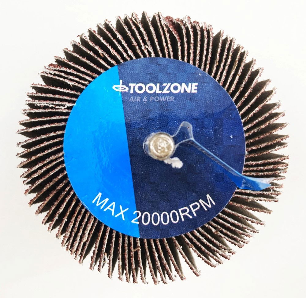 FLAP WHEEL FOR DRILL 80x50mm 60 grit 6mm SPINDLE - TOOLZONE KDPDR181