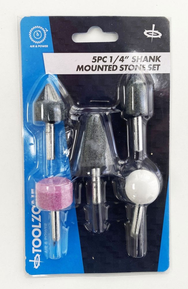 MOUNTED STONE SET 5PC 1/4 SHANK ALUMINIUM OXIDE - TOOLZONE KDPDR183