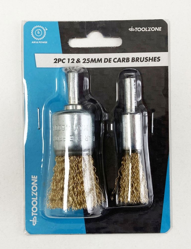 DECARB WIRE BRUSH SET 2PC 12mm 25mm 6mm SPINDLE - TOOLZONE KDPDR306