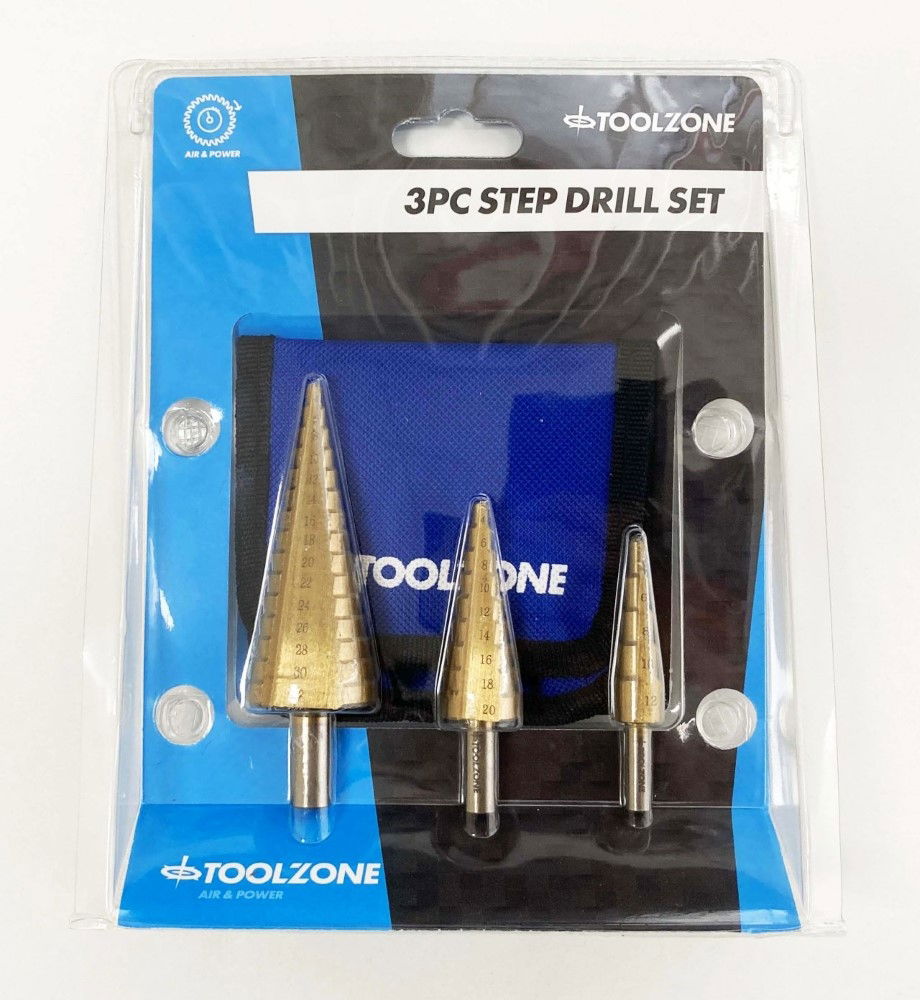 HSS STEP DRILL SET 3PC 4-32mm TITANIUM COATED - TOOLZONE KDPDR387