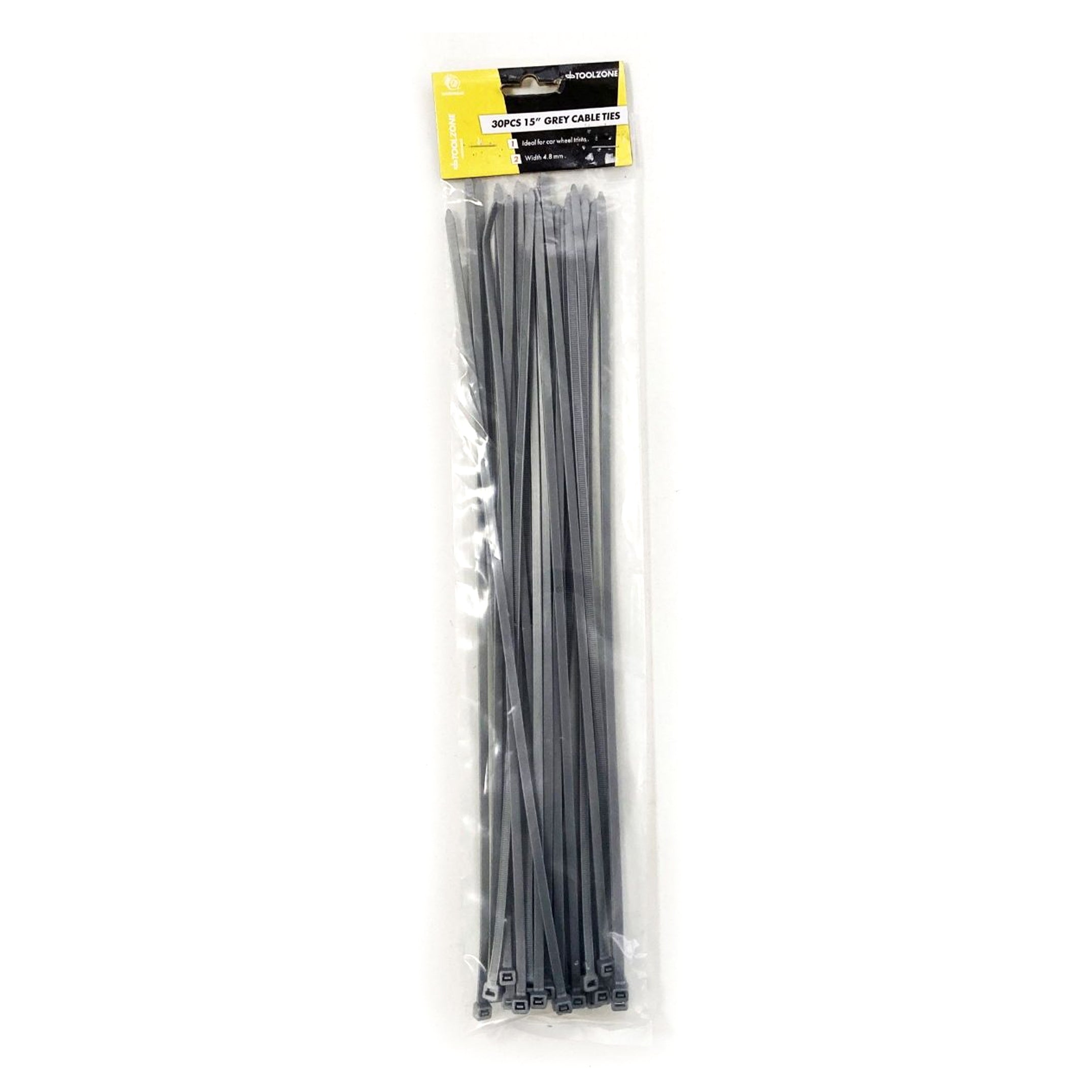 CABLE TIES 30PC 15 SILVER 4.0mm WIDE - TOOLZONE KDPEL104