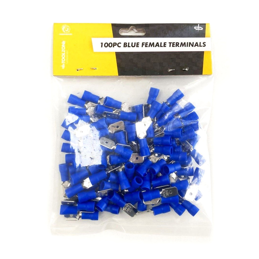 MALE TERMINALS 100PC BLUE SEMI INSULATED 14-16 awg 6.3 x 0.8 x 0.4mm - TOOLZONE KDPEL140