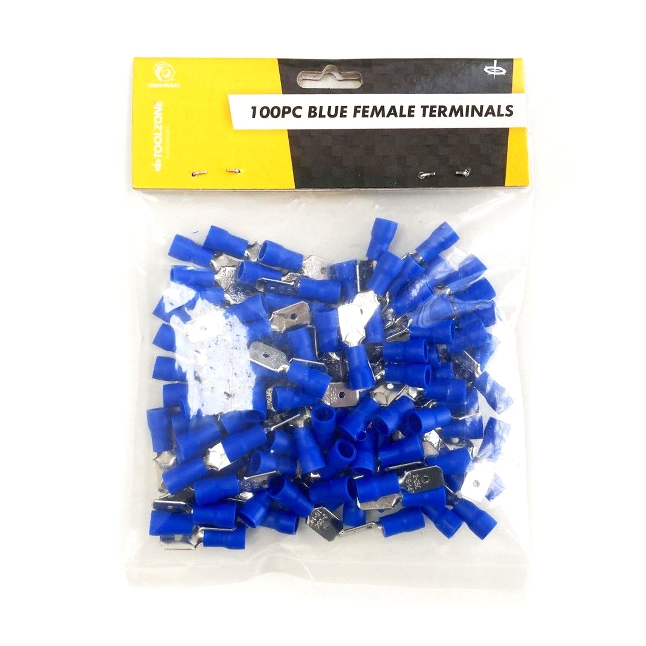 MALE TERMINALS 100PC BLUE SEMI INSULATED 14-16 awg 6.3 x 0.8 x 0.4mm - TOOLZONE KDPEL140
