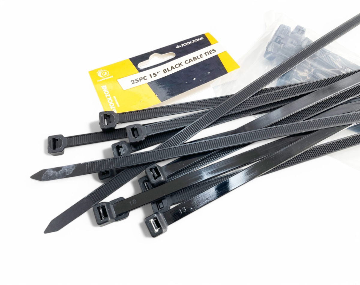 CABLE TIES 25PC BLACK 15 x 7.6mm - TOOLZONE KDPEL146