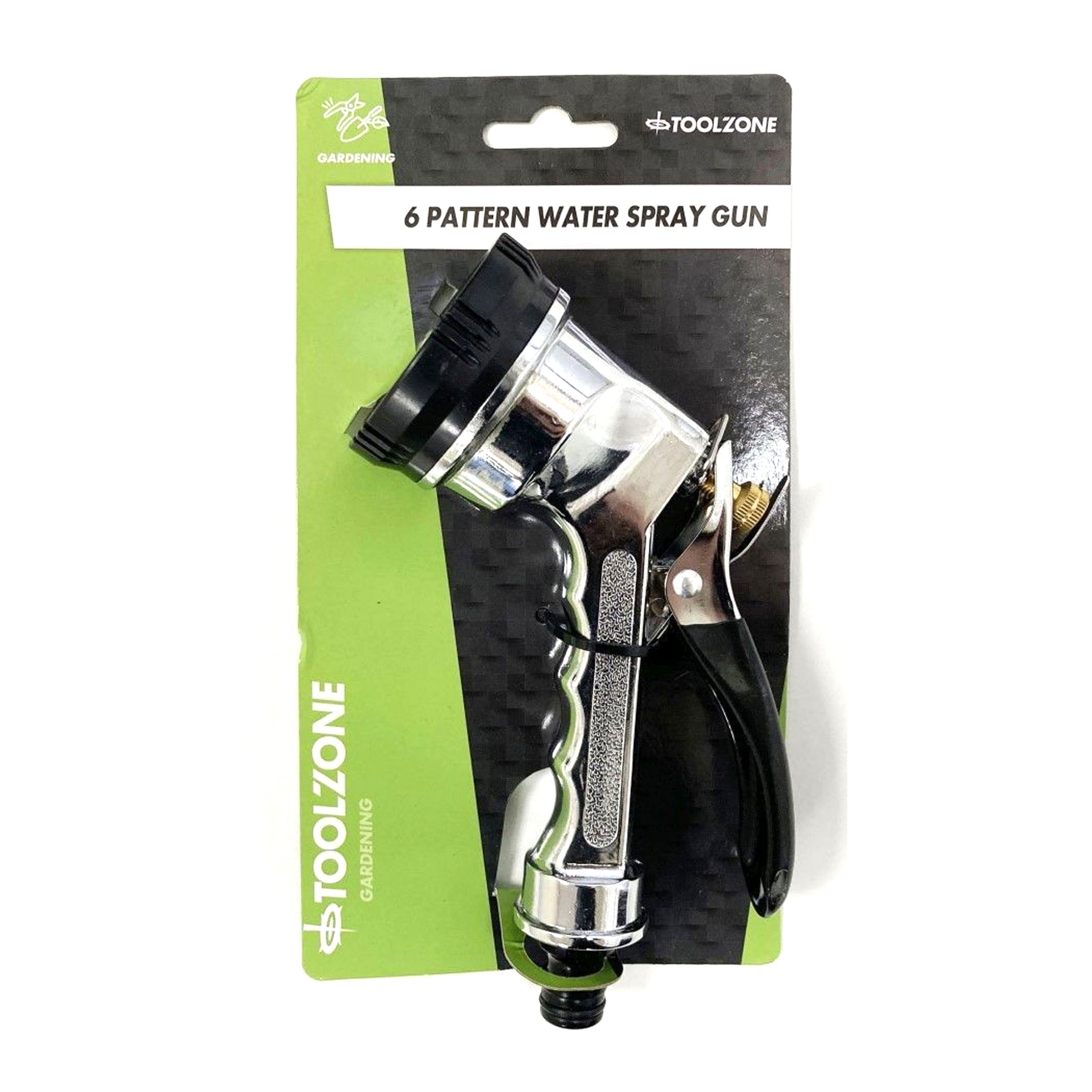 WATER SPRAY GUN 6 PATTERN CHROME HEAVY DUTY - TOOLZONE KDPGD166