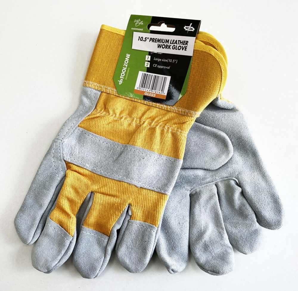 PREMIUM LEATHER WORK GLOVES SIZE 10.5 PACK OF 12 - TOOLZONE KDPGL035