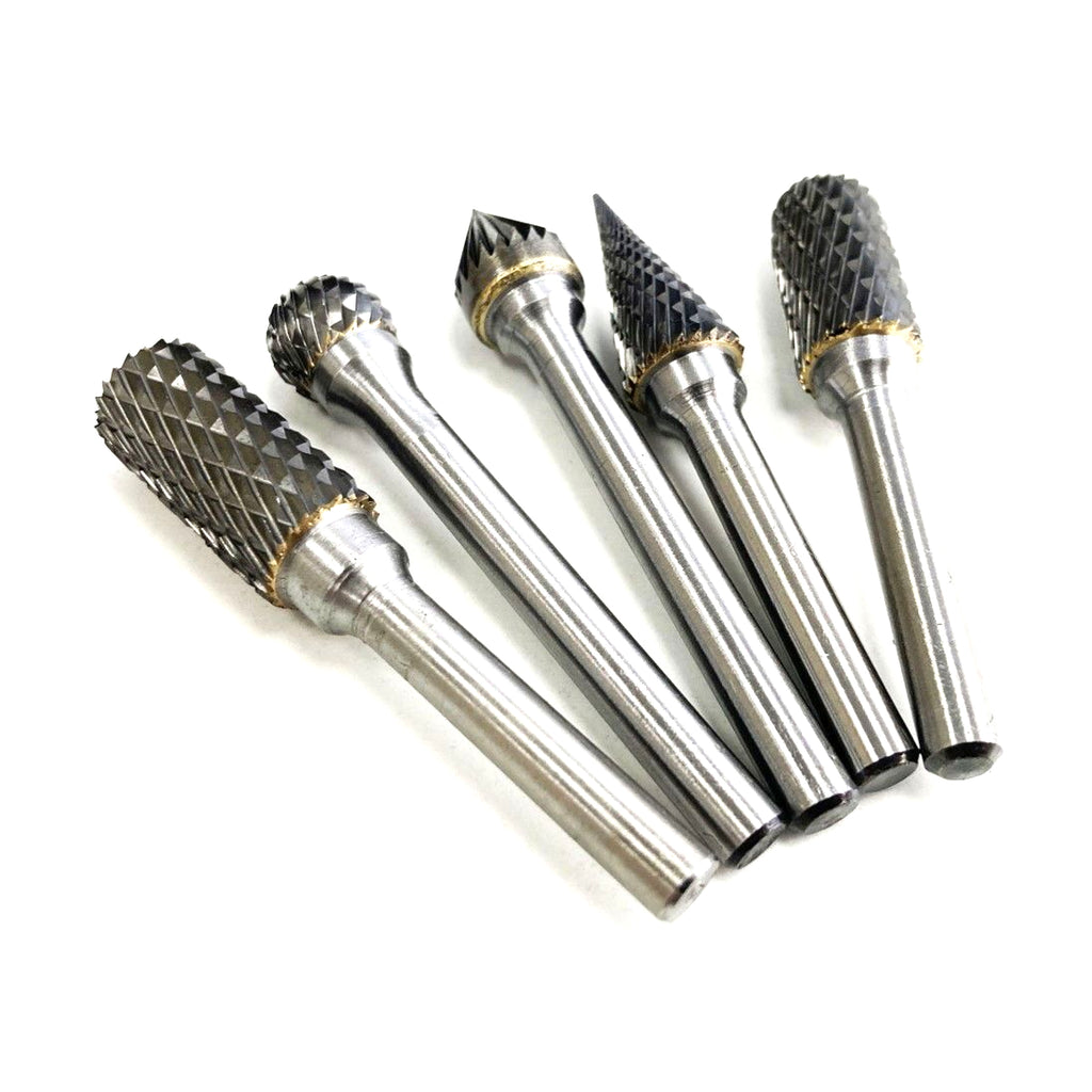 ROTARY RASP TUNGSTEN CARBIDE DOUBLE DIAMOND CUT SET 5 PIECE 6mm SHANK - TOOLZONE KDPHB103