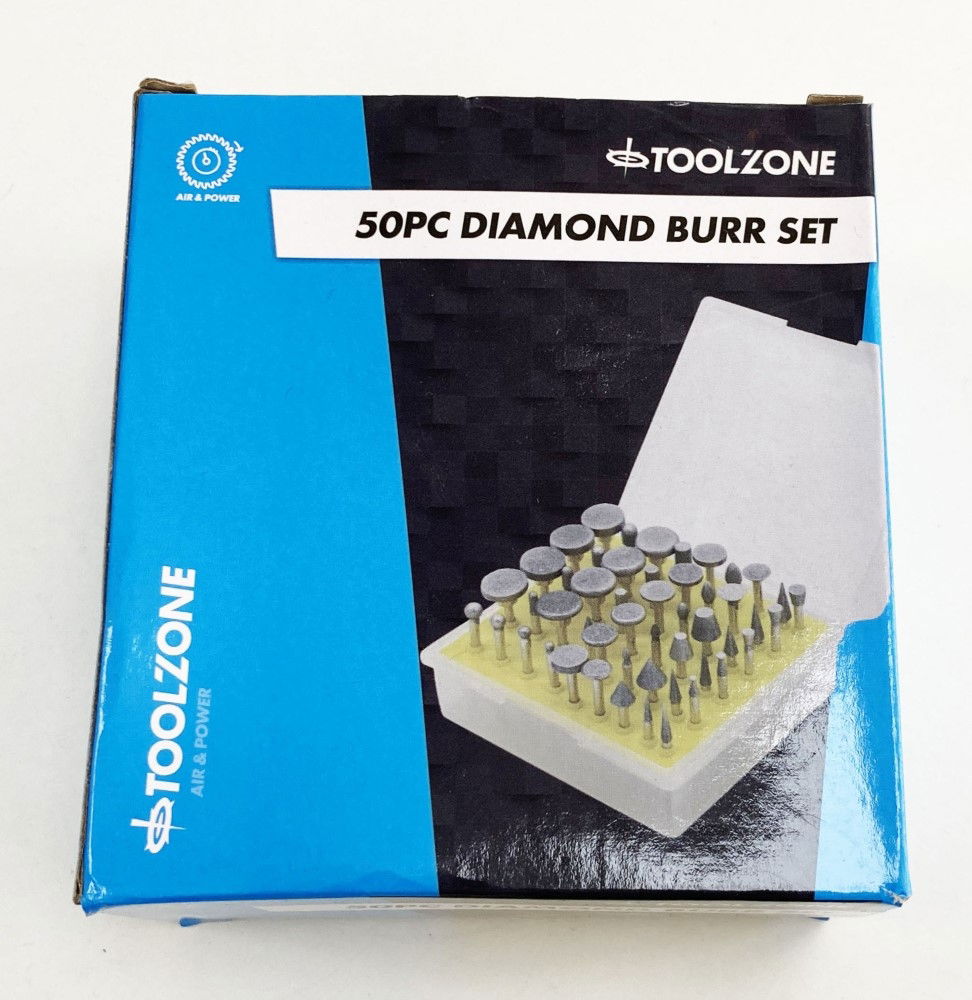 DIAMOND BURR SET 50 PIECE 120grit 1/8 SHANK IN CASE - TOOLZONE KDPHB197