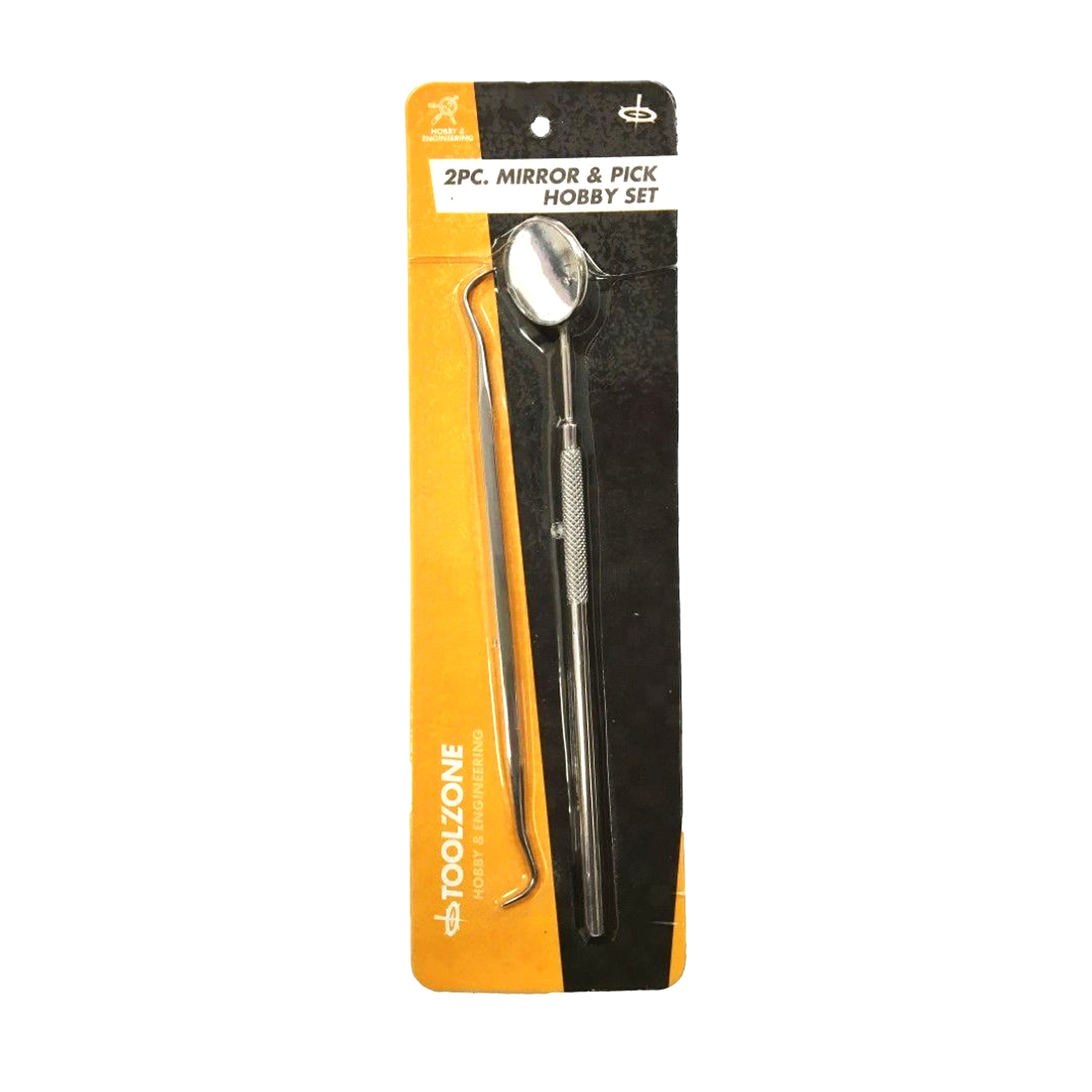 HOBBY SET 2 PIECE MIRROR 16cm AND DOUBLE ENDED PICK 15.2cm - TOOLZONE KDPHB227