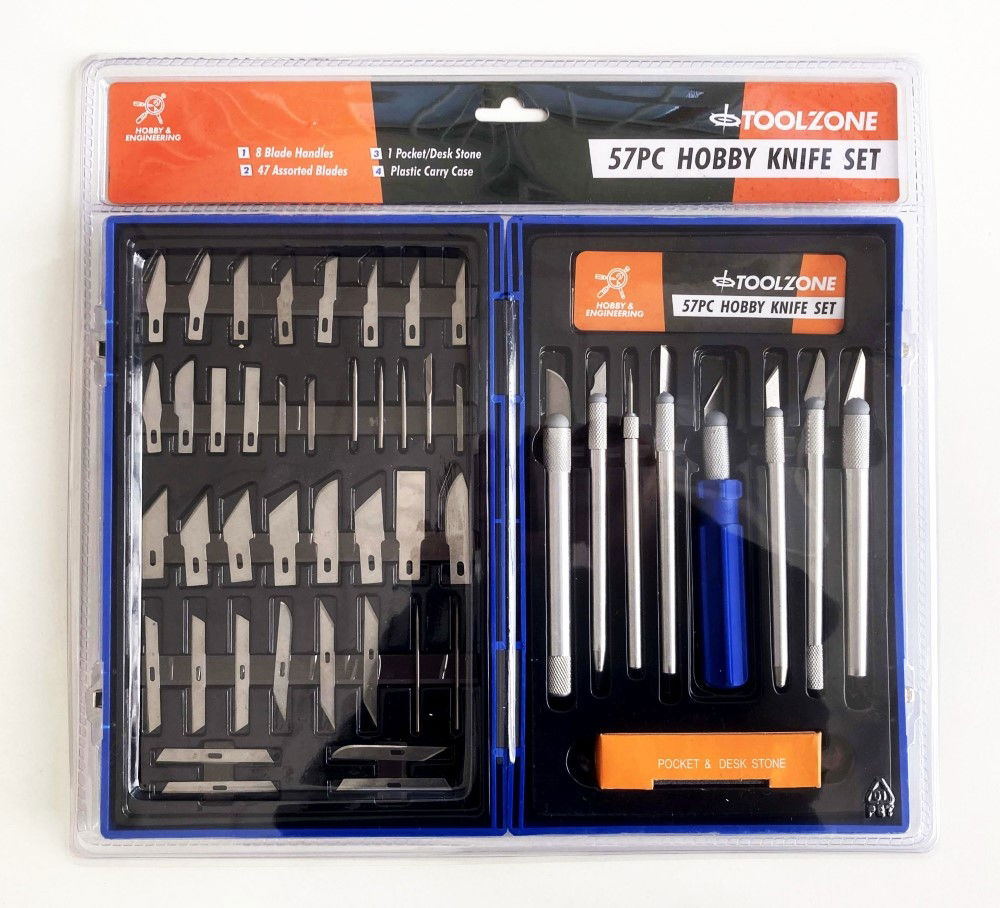 PRECISION HOBBY KNIFE SET 51 PIECE ALUMINIUM AND PLASTIC HANDLES 13 BLADES - TOOLZONE KDPHB245
