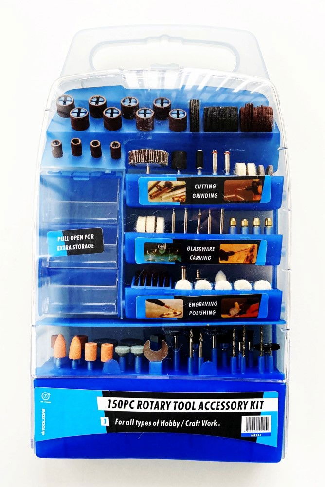 ROTARY ACCESSORY KIT 150pc FOR GRINDING POLISHING CUTTING DRILLING - TOOLZONE KDPHB261