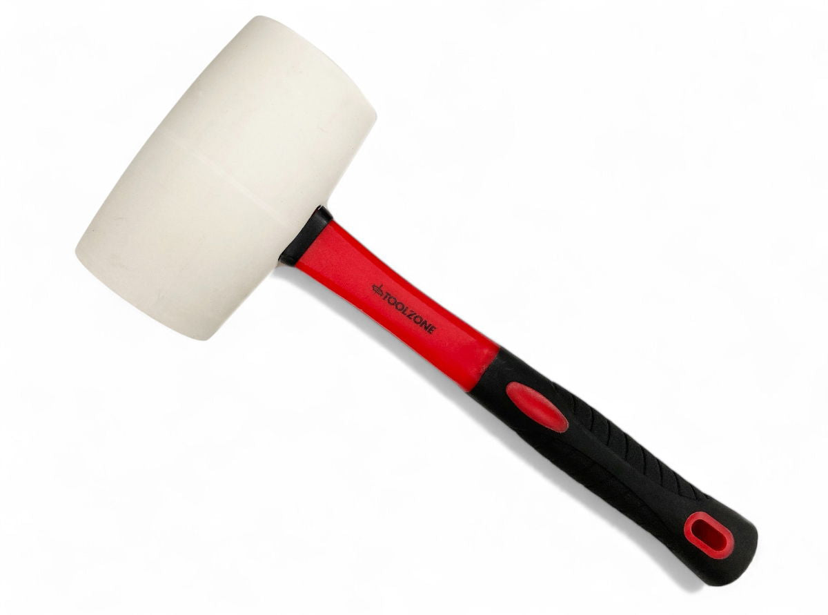 RUBBER MALLET 32oz WHITE HEAD FIBREGLASS HANDLE - TOOLZONE KDPHM007