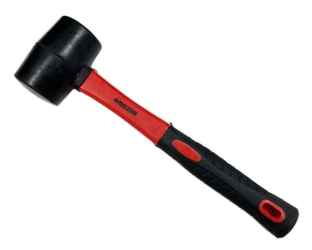 RUBBER MALLET 16oz BLACK FIBREGLASS HANDLE 350mm - TOOLZONE KDPHM107