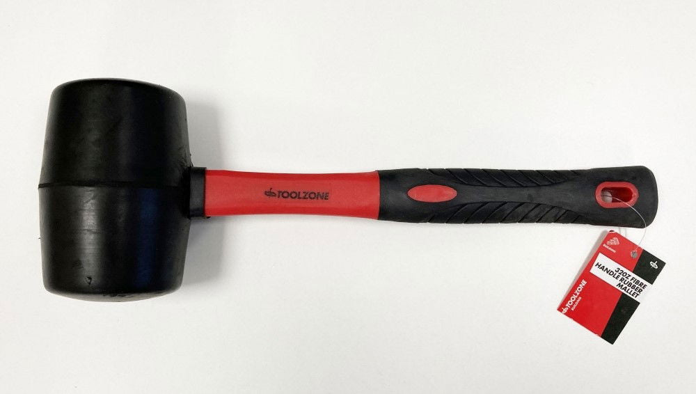 RUBBER MALLET 32oz BLACK FIBREGLASS HANDLE 350mm - TOOLZONE KDPHM108