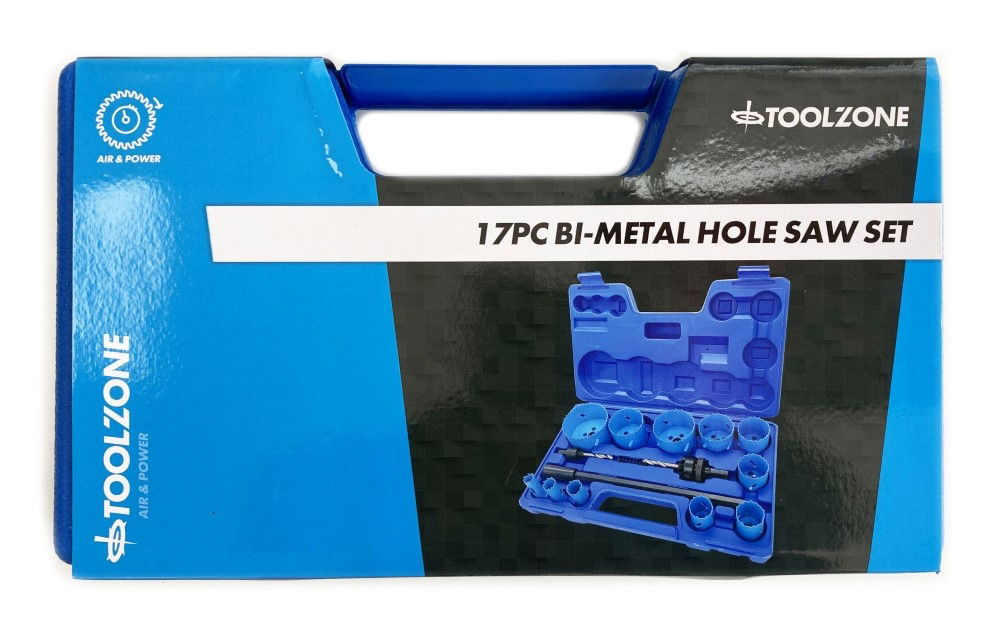 HOLE SAW SET BIMETAL 17pc M3 VARIABLE PITCH SIZES 16-76mm - TOOLZONE KDPHS029