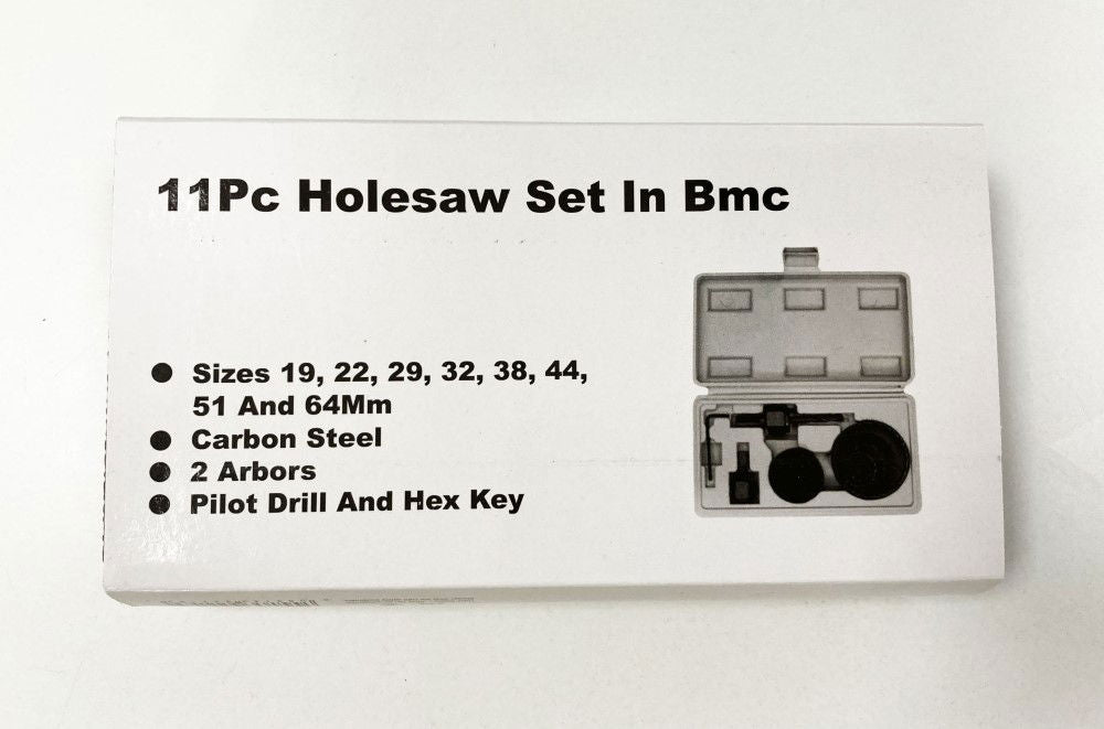 HOLE SAW SET 11pc CARBON STEEL SIZES 19-64mm - TOOLZONE KDPHS042