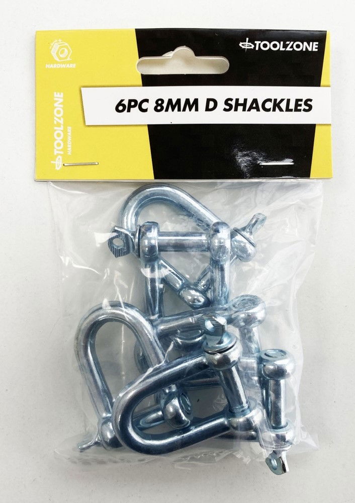 D SHACKLES 6pc 8mm INTERNAL HEIGHT 30mm EXTERNAL HEIGHT 50mm - TOOLZONE KDPHW011