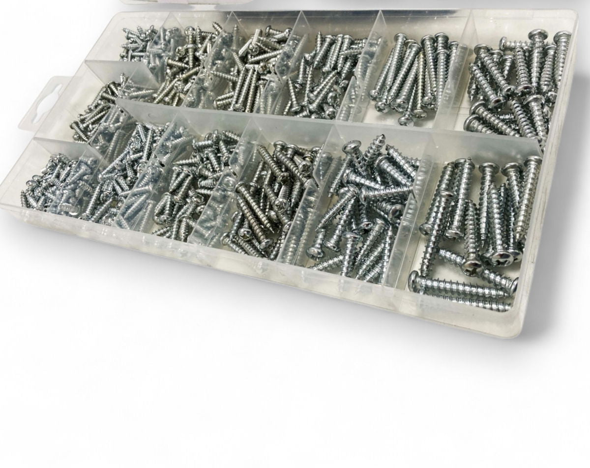 SHEET METAL SCREWS ASSORTMENT 550pc ZINC PLATED PHILLIPS HEAD VARIOUS SIZES - TOOLZONE KDPHW026