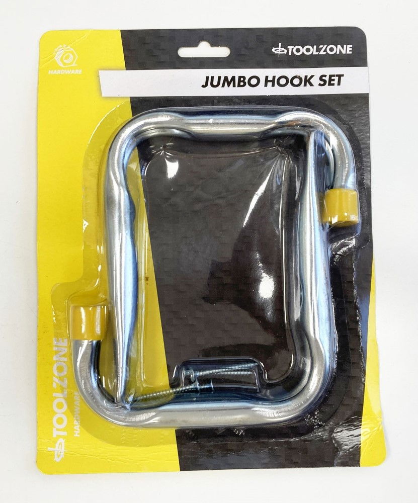JUMBO HOOK SET 2pc 140x140mm WITH FIXINGS PLASTIC END CAPS - TOOLZONE KDPHW062