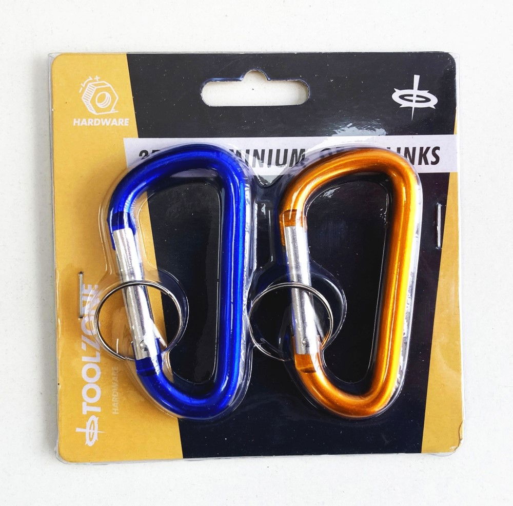 ALUMINIUM SPRING LINK SET 2pc 40x75mm WITH KEY LOOPS ORANGE BLUE - TOOLZONE KDPHW065