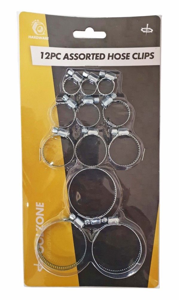 HOSE CLIPS ASSORTED SET 12pc 6-51mm - TOOLZONE KDPHW067