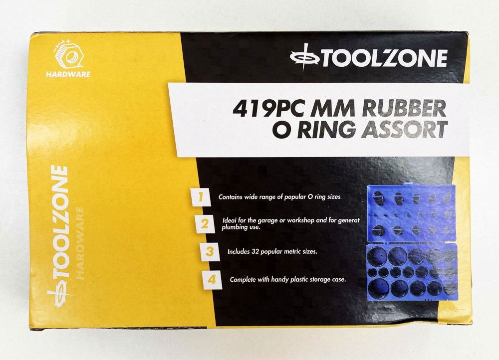 RUBBER O RING ASSORTMENT 419pc MM NITRILE IN CASE - TOOLZONE KDPHW131