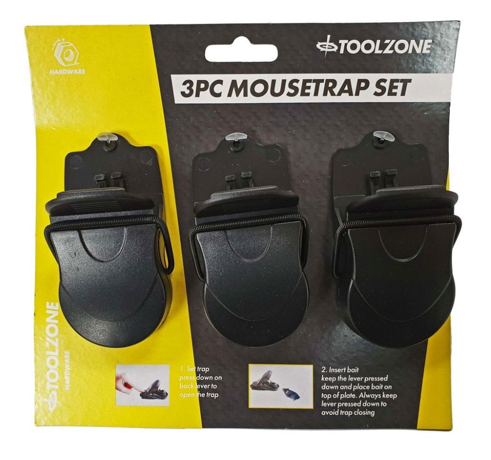 MOUSE TRAPS SET 3pc PLASTIC - TOOLZONE KDPHW144