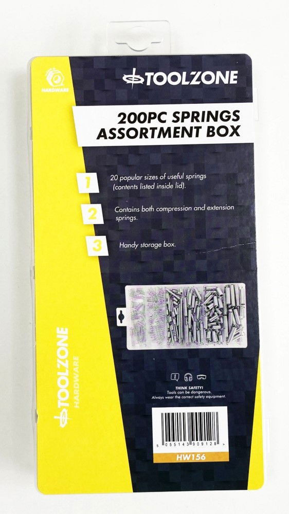 SPRING ASSORTMENT 200pc COMPRESSION AND EXTENSION IN BOX - TOOLZONE KDPHW156