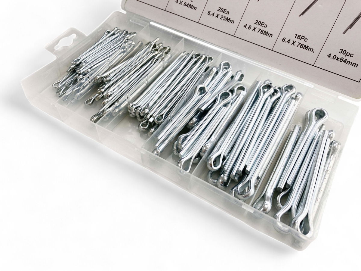 COTTER PIN ASSORTMENT LARGE 144pc IN STORAGE BOX - TOOLZONE KDPHW185