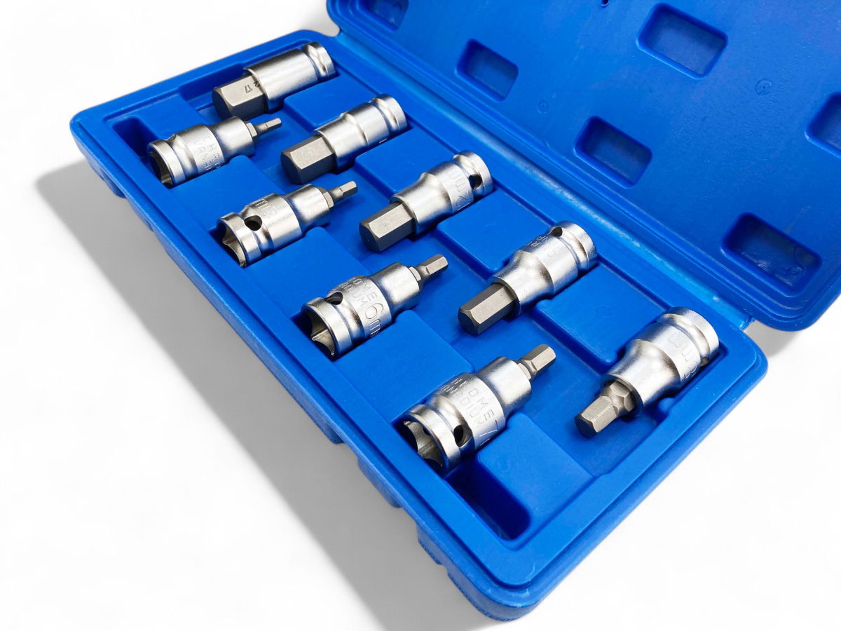 HEX BIT SET METRIC 1/2 DRIVE 9pc 4-17mm CHROME VANADIUM - TOOLZONE KDPHX039